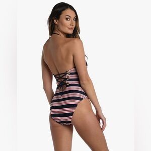 La Blanca Women One Piece Swimsuit Bandeau Tummy Control Bathing Suit Sz 14 BNWT